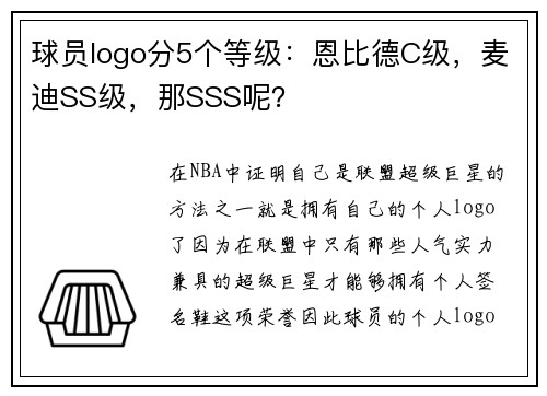 球员logo分5个等级：恩比德C级，麦迪SS级，那SSS呢？